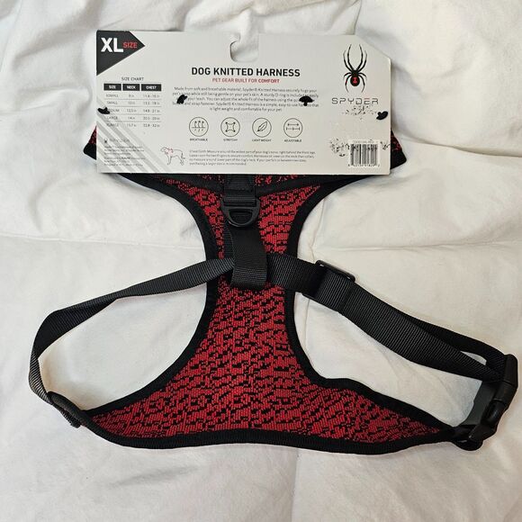 NWT Spyder Dog Knitted Adjustable Harness Red Black XL - Picture 2 of 4